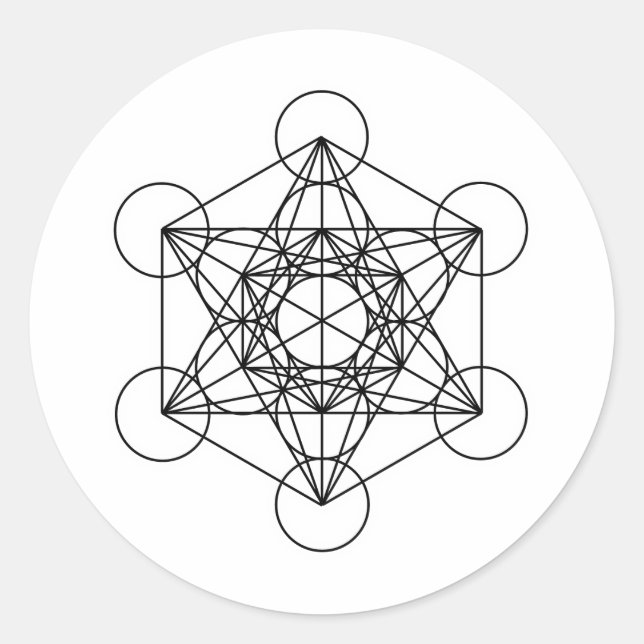 Sticker Rond Cube de Metatron (blanc) (Devant)