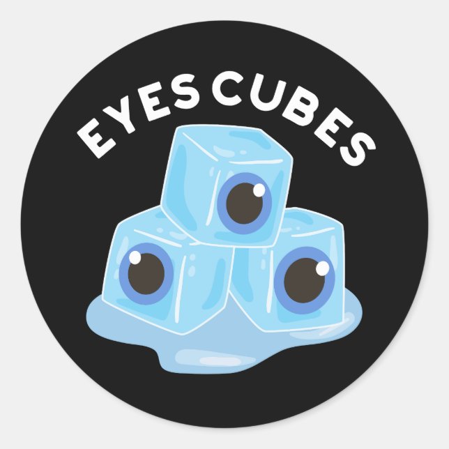 Sticker Rond Cubes d'yeux amusant pistolet à glace foncé BG (Devant)
