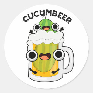 Sticker Rond Cucum-beer Funny Beer Pun