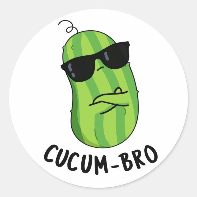 Sticker Rond Cucum-bro Funny Veggie Cucumber Pun (Devant)