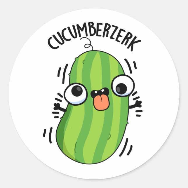 Sticker Rond Cucumberzerk Funny Berzerk Cucumber Pun (Devant)