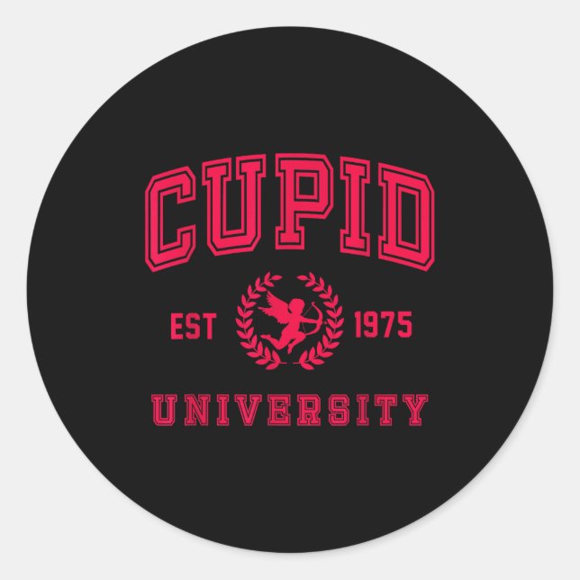Sticker Rond Cud University Cute Cherub Valentines Day Crest  (Devant)