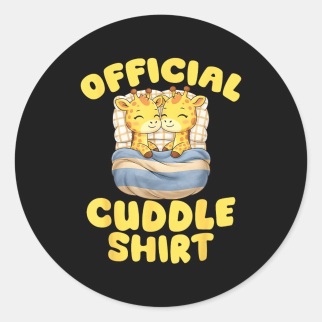 Sticker Rond Cuddle Cute Giraffes Couple Valentine's Day  (Devant)