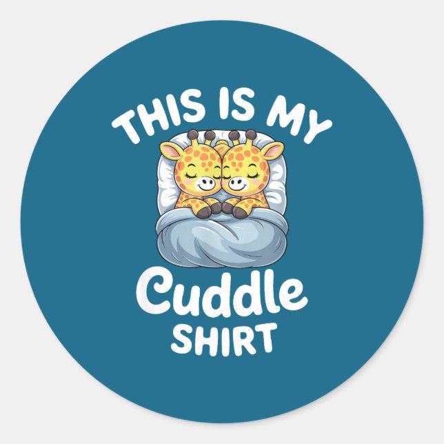 Sticker Rond Cuddle Shirt Cute Giraffes Funny Cozy  (Devant)