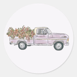 Sticker Rond cueillette de fleurs camion