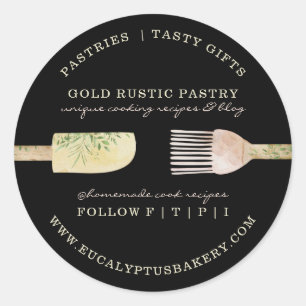 Sticker Rond Cuillère spatule feuille d'eucalyptus pâtisserie S