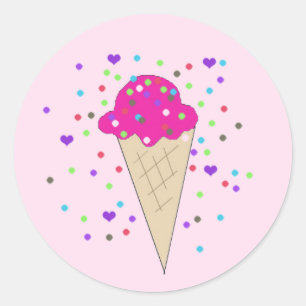 Sticker Rond Cuillerée de glace à la confettis