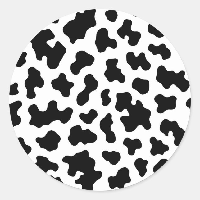 Sticker Rond Cuir de vache noir et blanc imprimé (Devant)