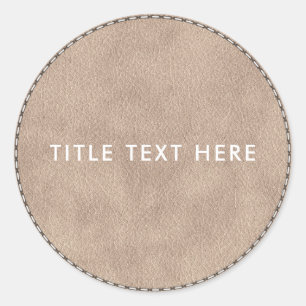 Sticker Rond Cuir en daim beige Texture et piqûres