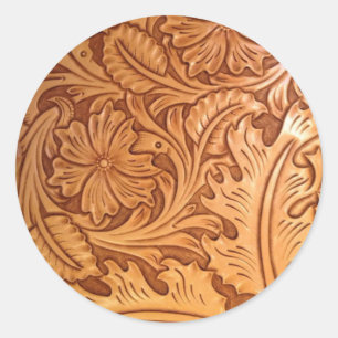 Sticker Rond Cuir usiné rustique de pays occidental de motif
