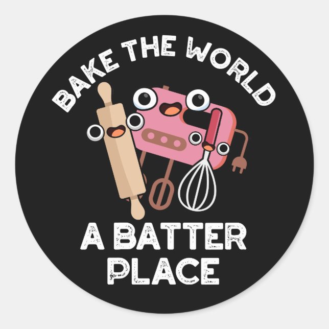 Sticker Rond Cuire Le Monde Un Bateau Lieu Cuisson Pun Dark BG (Devant)