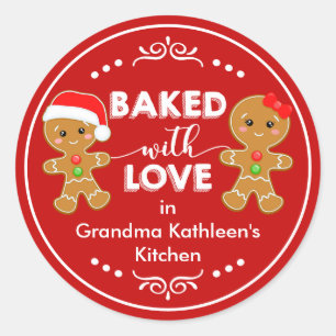 Sticker Rond Cuisiné avec amour Pain d'épices Enfants Baking