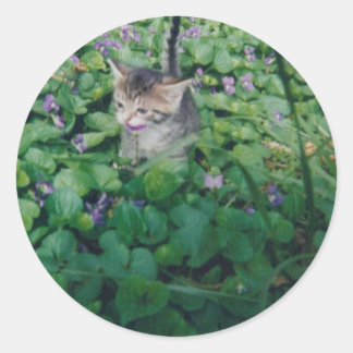 STICKER ROND CUISINE AVEC SOURIRE VIOLET