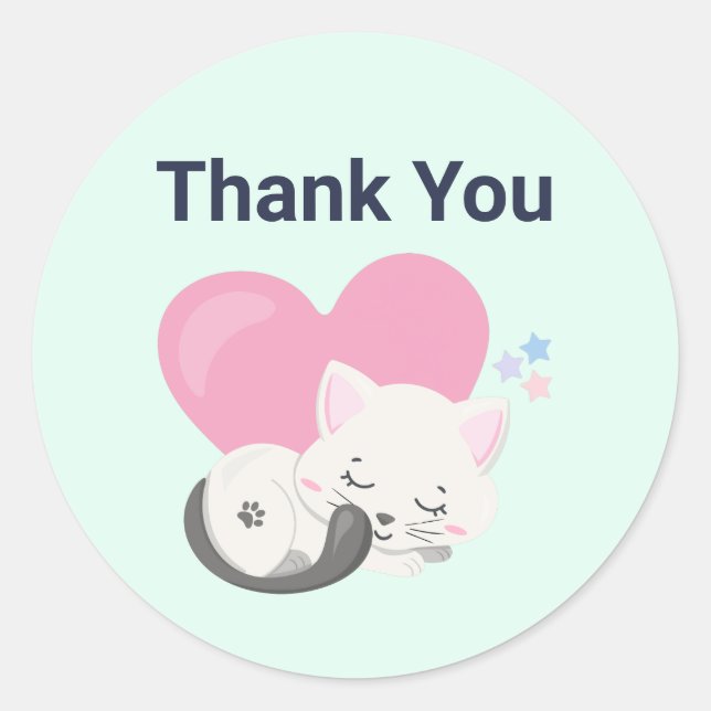 Sticker Rond Cuisine Blanc Kitty Chat Merci couchage (Devant)