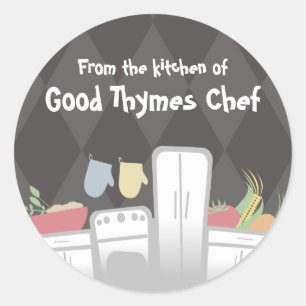 Sticker Rond cuisine blanche légumes herbes packa...
