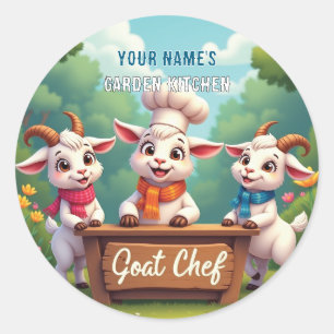 Sticker Rond Cuisine caricaturale Chef chèvre