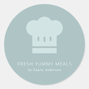 Sticker Rond Cuisine Casquette minimal bleu gris gris gris blan