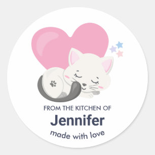 Sticker Rond Cuisine couchage Cuisine blanche Kitty Chat