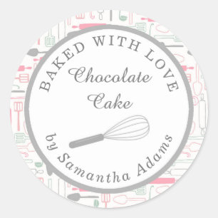 Sticker Rond Cuisine Cuisine Cuisine Cuite Pastel Rose Cuisine 