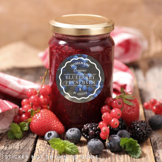 Sticker Rond Cuisine de confiture aux bleuets maison (Créateur téléchargé)
