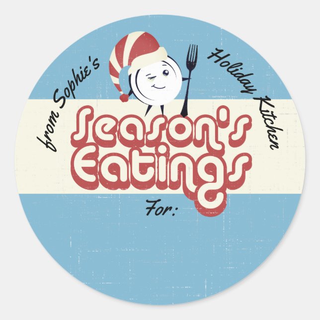 Sticker Rond Cuisine de cuisine de vacances rétro Noël à (Devant)
