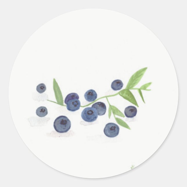 Sticker Rond Cuisine de fruits Blueberries aquarelle rustique c (Devant)