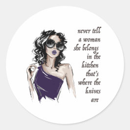 Sticker Rond Cuisine Les couteaux appartiennent