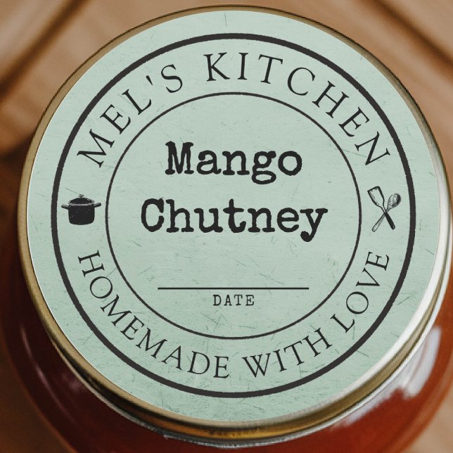 Sticker Rond Cuisine maison Emballage produit Sage personnalisé (homemade cans preserves jellies jams honey food sticker sage label custom personalized kitchen date)