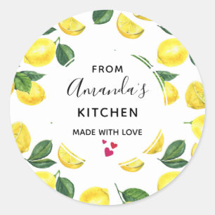 Sticker Rond Cuisine Motif aux fruits aux citrons jaunes