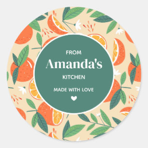 Sticker Rond Cuisine Motif rétro aux agrumes d'orange