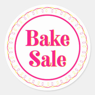 Sticker Rond Cuisine pâtissière jaune rose