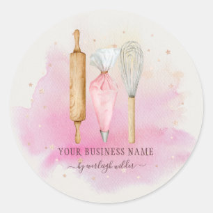 Sticker Rond Cuisinier boulanger Ustensiles de cuisine Étiquett