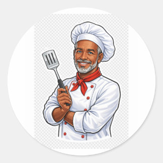 Sticker Rond cuisinier heureux cuisine cuisine drôle autocollan