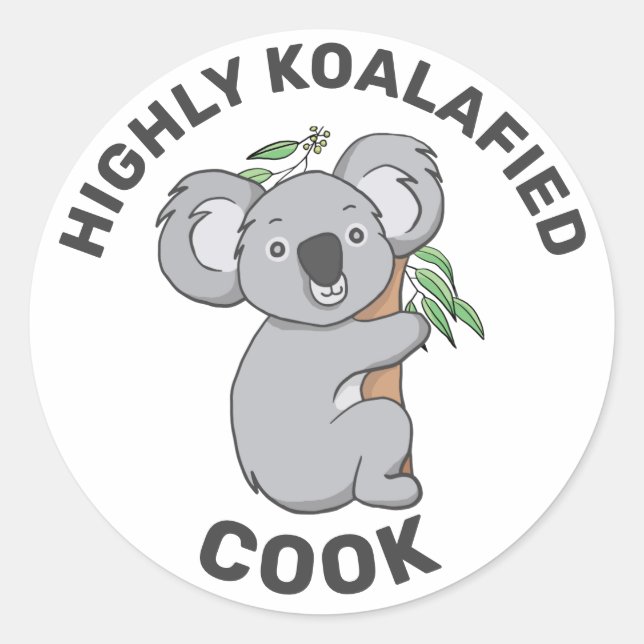 Sticker Rond Cuisinier qualifié Koala hautement qualifié (Devant)