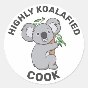 Sticker Rond Cuisinier qualifié Koala hautement qualifié