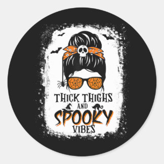 Sticker Rond Cuisse Épaisse Et Vibes Éffrayantes Halloween Mess