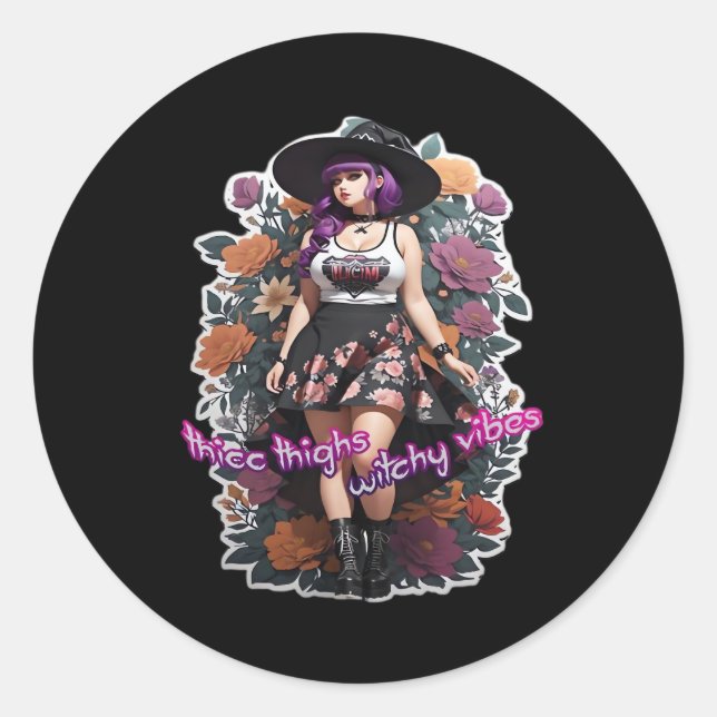 Sticker Rond Cuisse Thicc Vibes de cuisine - Whimsigoth Witch-C (Devant)