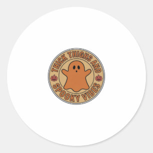Sticker Rond Cuisses Épaisses et Vibes Sombres Tee Ghost Hallow