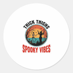 Sticker Rond Cuisses Épaisses Vibes Sombres Design Halloween Vi