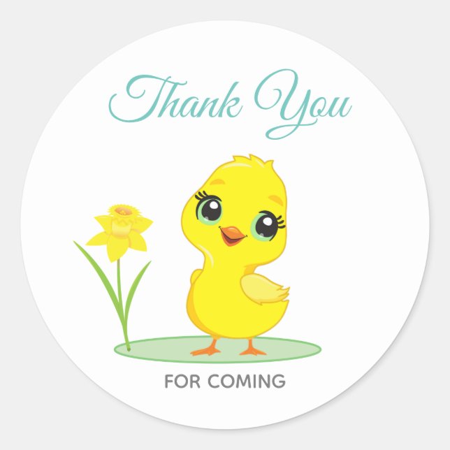 Sticker Rond Cuisson mignonne avec Merci à fleurs (Devant)