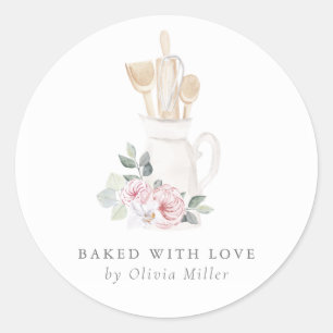 Sticker Rond Cuit Avec Amour Élégant Bow Rose Personnalisé