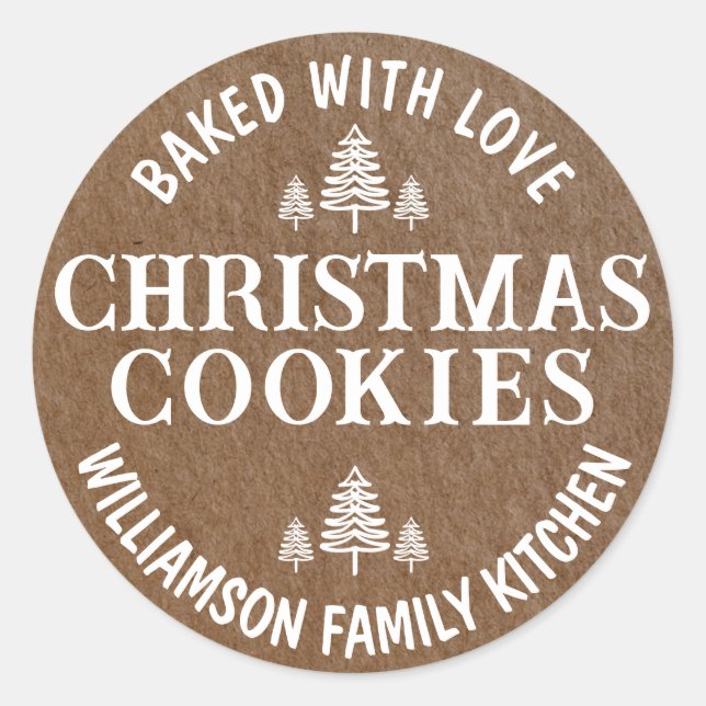 Sticker Rond Cuit avec amour Noël Cookies Papier rustique (Devant)