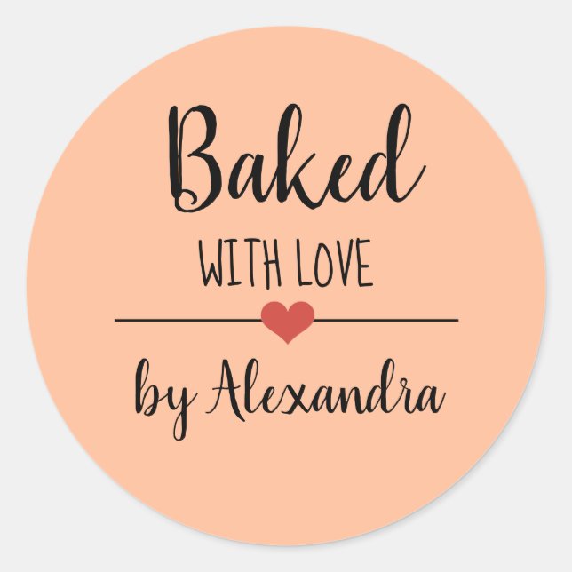 Sticker Rond Cuit avec amour nom orange (Devant)