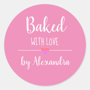 Sticker Rond Cuit avec amour nom rose