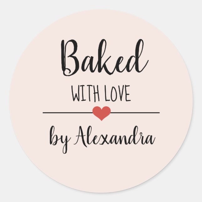 Sticker Rond Cuit avec amour nom rose roux (Devant)