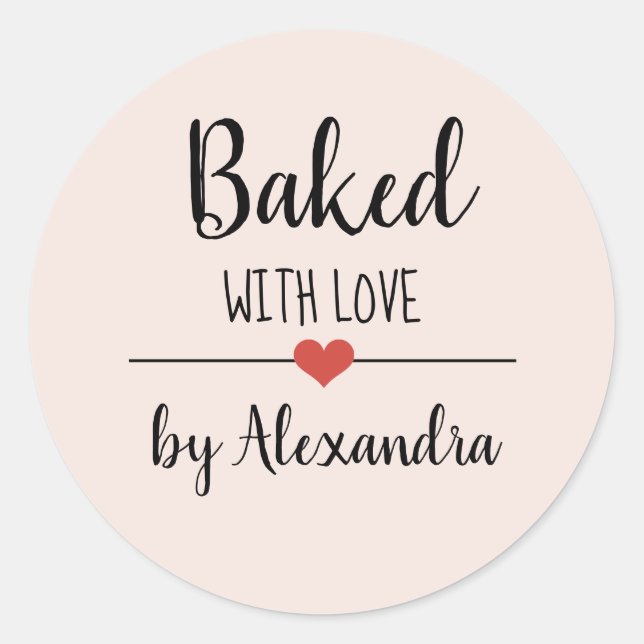Sticker Rond Cuit avec amour nom rose roux (Devant)