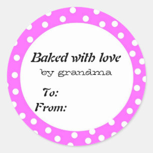 Sticker Rond Cuit avec amour pois rose
