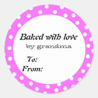 Sticker Rond Cuit avec amour pois rose