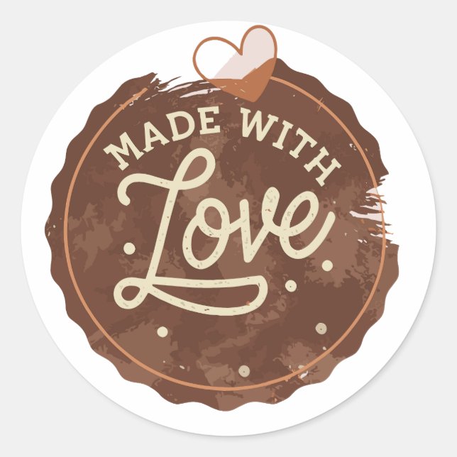Sticker Rond Cuit Avec Coeur D'Amour (Devant)