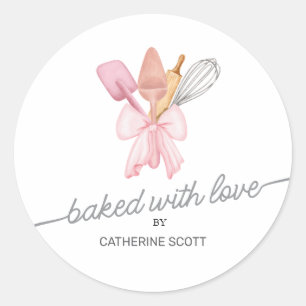Sticker Rond Cuite avec amour aquarelle personnalisée